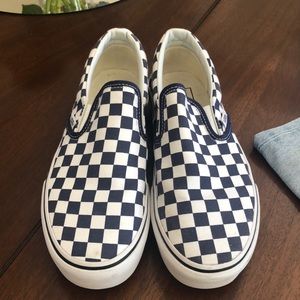checkerboard slip on vans